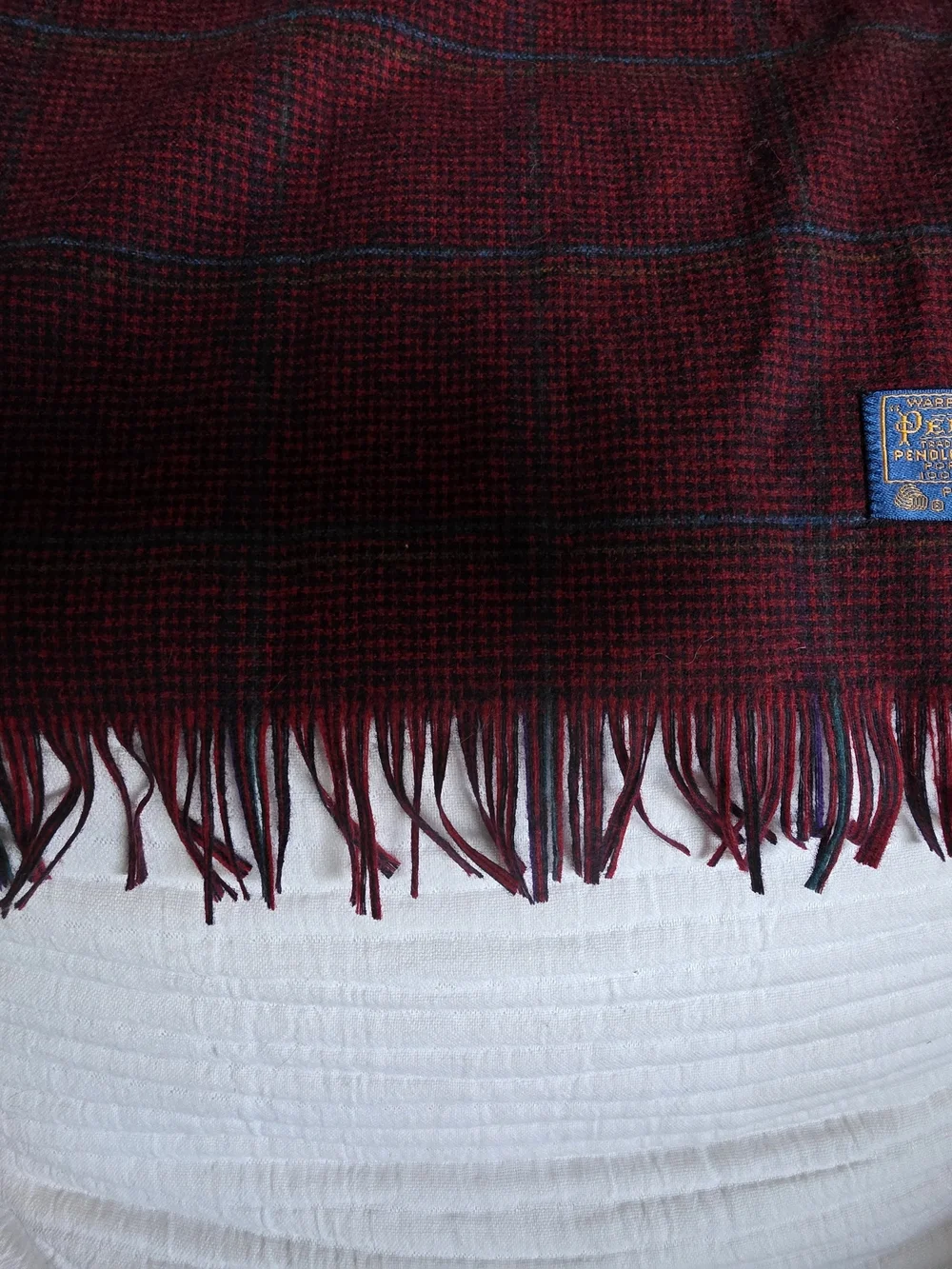 Pendleton Burgundy Plaid Wool Scarf